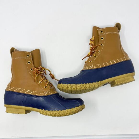 LL Bean Brown/Navy Bean Boots Women's Size 7 Duck Boot Style Lace Up Waterproof - Picture 6 of 10